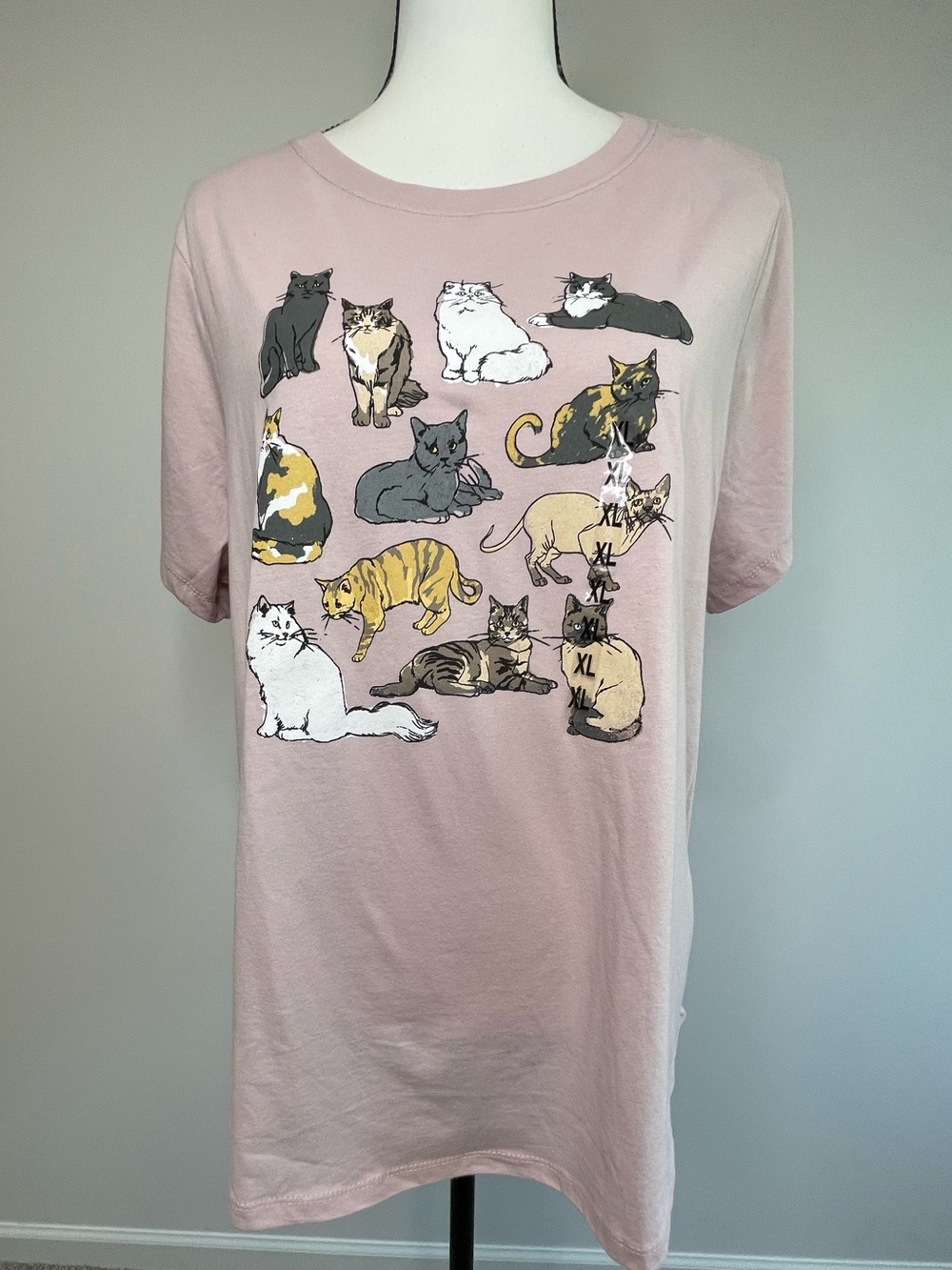 Mighty Fine size extra large cat kitty T shirt mauve pink new with tags NWT new